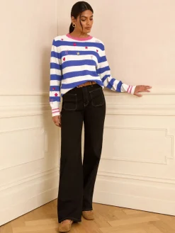- Stripe Embroidered Jumper*Love & Roses Outlet