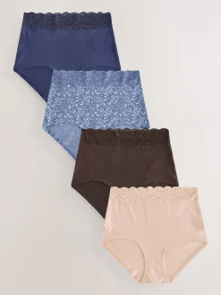 Blauw fijne bloemenprint - Katoenen kanten slipjes 4 stuks*Next Best