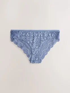 Blauw fijne bloemenprint - Katoenen kanten slipjes 4 stuks*Next Best