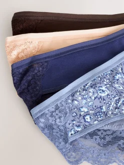 Blauw fijne bloemenprint - Katoenen kanten slipjes 4 stuks*Next Best