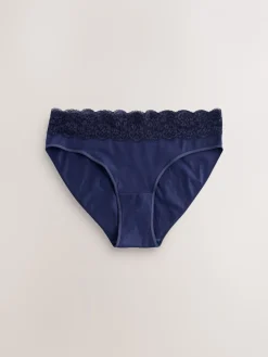 Blauw fijne bloemenprint - Katoenen kanten slipjes 4 stuks*Next Sale