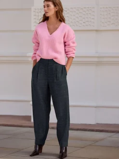 Blauw geruit - N. Premium broek met tonvormige pijpen en wol*Next