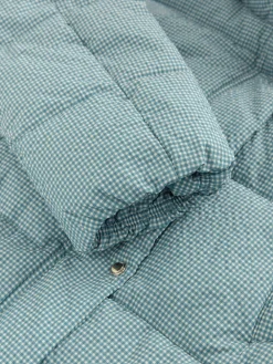 Blauw geruit - Regenbestendige gewatteerde lange jas met capuchon*Next Best