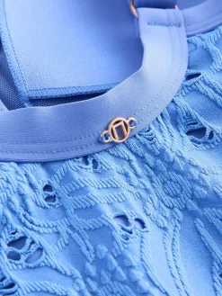 Blauw met broderie - Vormgevend badpak met buikcorrectie*Next Outlet