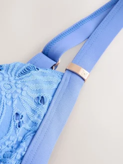 Blauw met broderie - Vormgevend badpak met buikcorrectie*Next Outlet