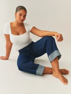 - Boyfriend Hourglass Wide Leg Mid Rise Turn Up Jeans*Next Online