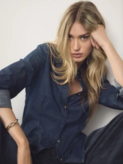 - Cinch Waist Fitted Long Sleeve Denim Shirt*Next Discount