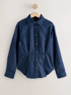 - Cinch Waist Fitted Long Sleeve Denim Shirt*Next Discount