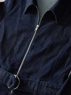 Blauw met wassing - Denim Belted Wide Leg Jumpsuit*Next Online