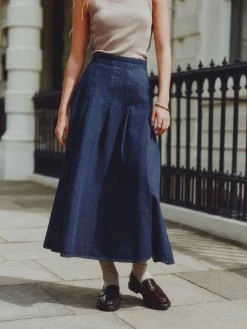 Blauw met wassing - Denim Full Seamed Midi Skirt*Next Clearance