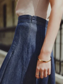 Blauw met wassing - Denim Full Seamed Midi Skirt*Next Clearance