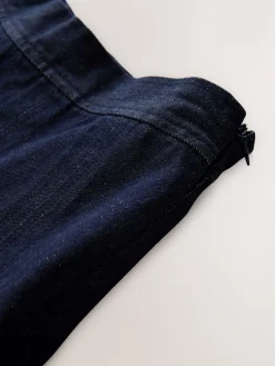 Blauw met wassing - Denim Full Seamed Midi Skirt*Next Clearance