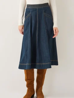 - Harper Seamed Denim 100% Cotton Midi Skirt*Monsoon Best