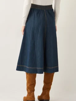 - Harper Seamed Denim 100% Cotton Midi Skirt*Monsoon Best