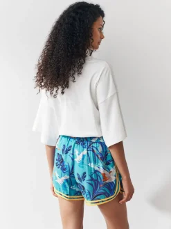 Blauwe print - Sportshort met contrasterende Streep*Next Discount