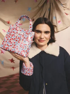 Blauwe vouwbare sterretjesprint - Kleine gecoate boekentas*Cath Kidston