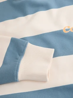 Blauw/ecru - Striped Graphic 'Colarado' City Longsleeve Crewneck Sweatshirt*Next Outlet