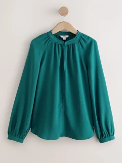 Blauwgroen - Blouse met V-hals en lange mouwen*Next New