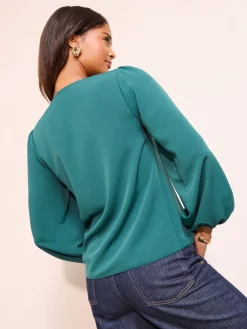 - Long Sleeve Button Front Ruffle Blouse*Friends Like These Outlet