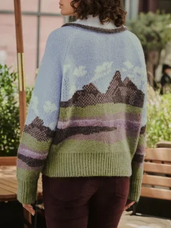 Blauw/Groen - Landscape Scene Zip Cardigan*Next