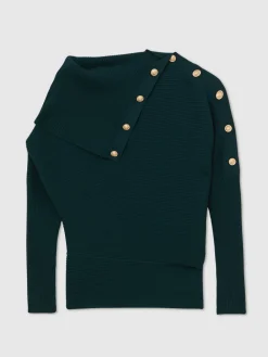 - Lexi Rib-Knit Button Shawl Jumper*Reiss