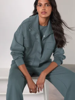 Blauwgroen - Slinky Supersoft Utility Funnel Neck Jacket*Next Best