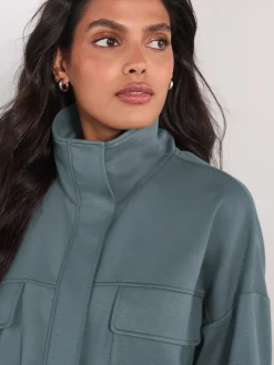 Blauwgroen - Slinky Supersoft Utility Funnel Neck Jacket*Next Best