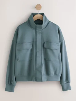 Blauwgroen - Slinky Supersoft Utility Funnel Neck Jacket*Next Best