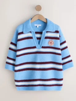 - Open Collar Polo Half Sleeve Jumper With Wool*Next Online