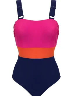 blauw/roze - Palm Springs corrigerend badpak met kleurvlakken*Pour Moi Hot