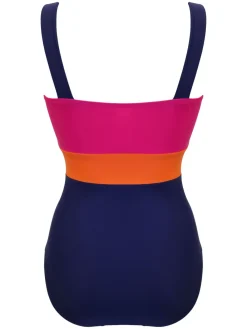 blauw/roze - Palm Springs corrigerend badpak met kleurvlakken*Pour Moi Hot