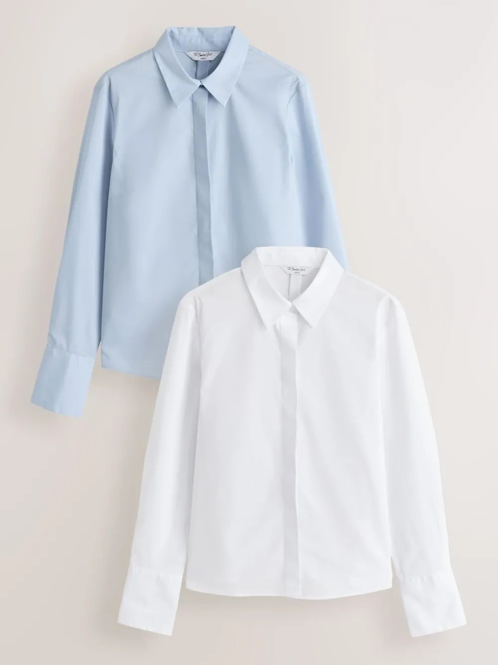 - Fitted Stretch Essential Long Sleeve Shirts 2 Pack*Next Outlet