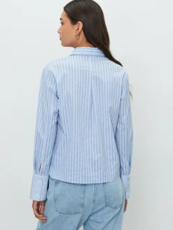 Blauw/witte streep - Fitted Stretch Essential Long Sleeve Shirt*Next New