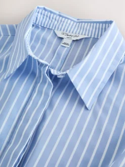 Blauw/witte streep - Fitted Stretch Essential Long Sleeve Shirt*Next New