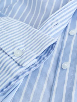 Blauw/witte streep - Fitted Stretch Essential Long Sleeve Shirt*Next New