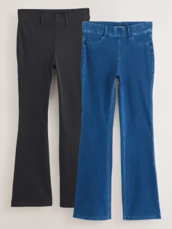 Blauw/Zwart - Set van 2 lange jersey denim bootcut leggings*Next Hot