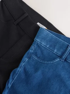 Blauw/Zwart - Set van 2 lange jersey denim bootcut leggings*Next Hot