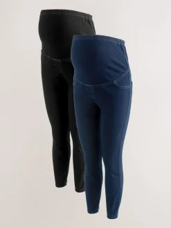 Blauw/Zwart - Verpakking van 2 denim zwangerschapsjeggings*Next New