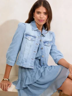 - - Denim jack met kraag en armbandmouwen*Lipsy