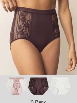 Bloemenmotief - 3 Slipjes van modal met kant*Next