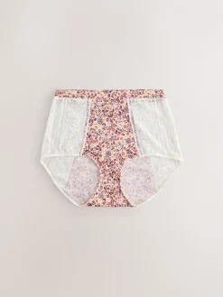 Bloemenmotief - 3 Slipjes van modal met kant*Next