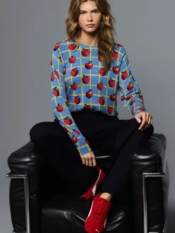 Blue Apple Check Pattern - Soft Touch Ronde hals Katoen Rijke Trui*Next New