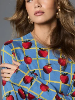 Blue Apple Check Pattern - Soft Touch Ronde hals Katoen Rijke Trui*Next New