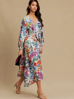 - V-Neck Tie Waist Long Sleeve Midi Dress*Next New