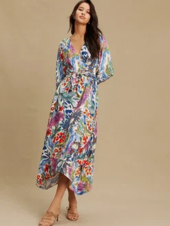 - V-Neck Tie Waist Long Sleeve Midi Dress*Next New