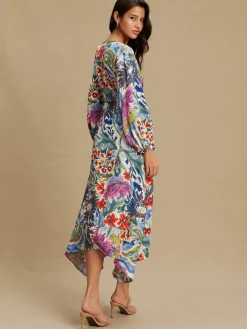 - V-Neck Tie Waist Long Sleeve Midi Dress*Next New