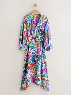 - V-Neck Tie Waist Long Sleeve Midi Dress*Next New