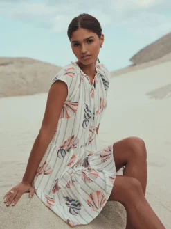 - V-Neck Tiered Mini Dress with Linen*Next Hot