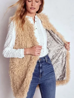 Faux Fur Long Gilet*Boden