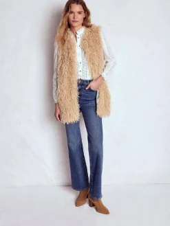 Faux Fur Long Gilet*Boden